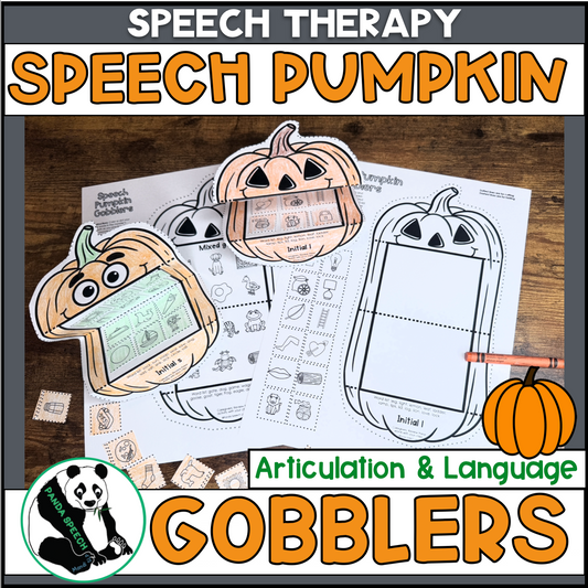 Speech Pumpkin Gobblers for Speech Therapy ~ Articulation and Language No Prep One Page Craft