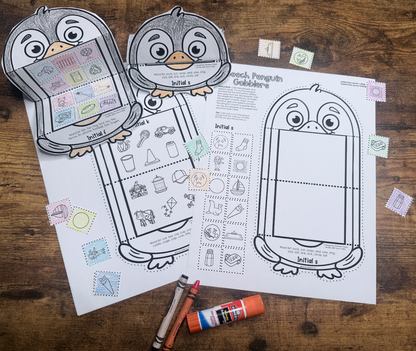 Penguin Gobblers for Speech Therapy ~ Articulation and Language No Prep One Page Craft