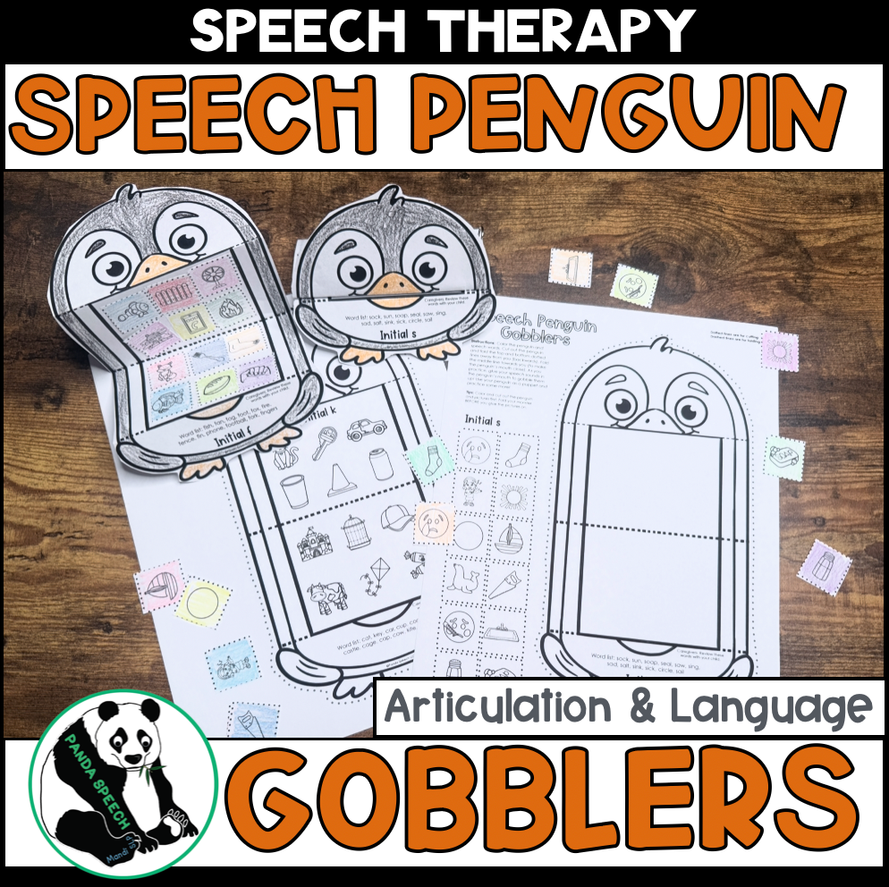Penguin Gobblers for Speech Therapy ~ Articulation and Language No Prep One Page Craft