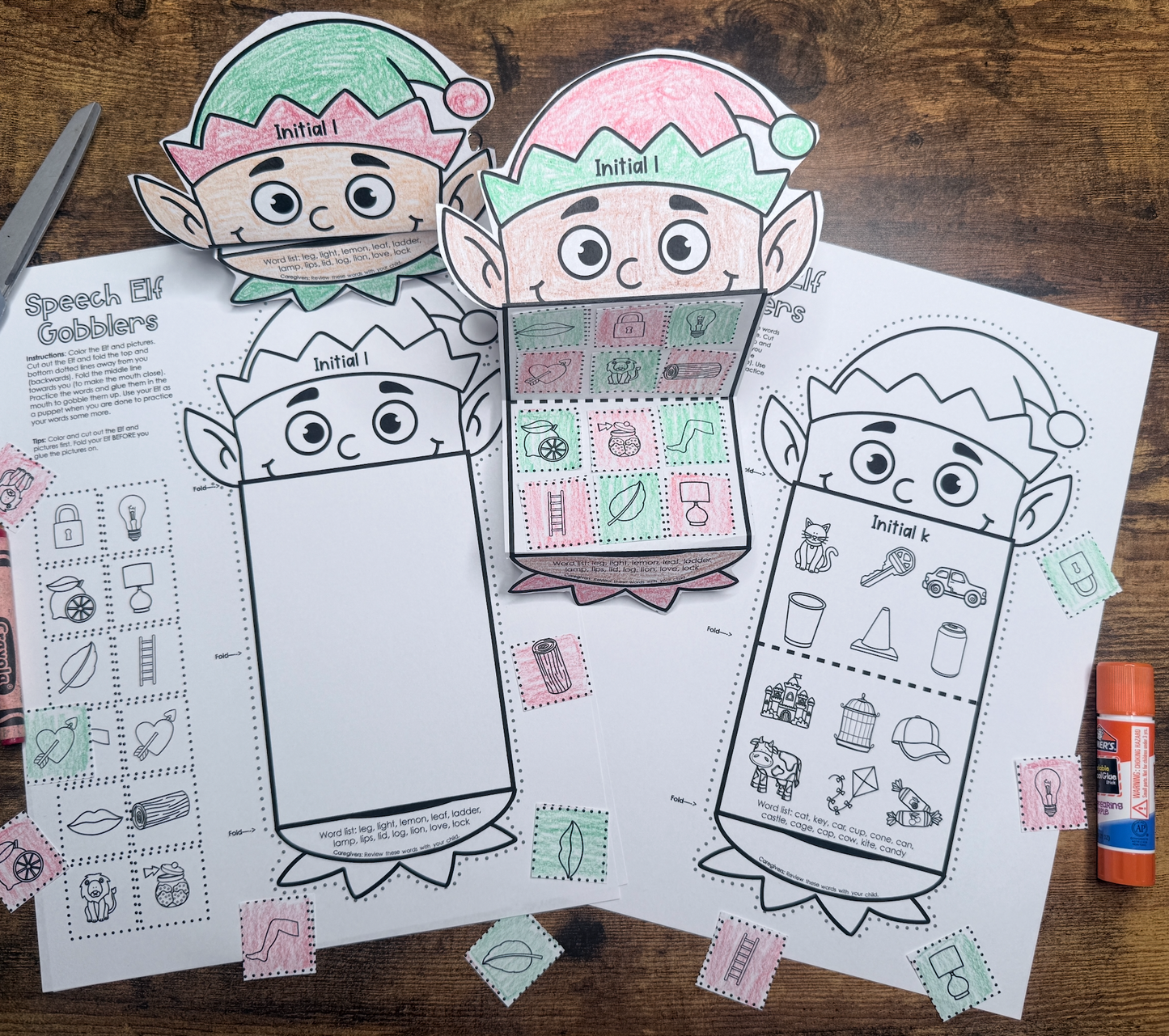 Elf Gobblers for Speech Therapy ~ Articulation and Language No Prep One Page Craft (Copy)