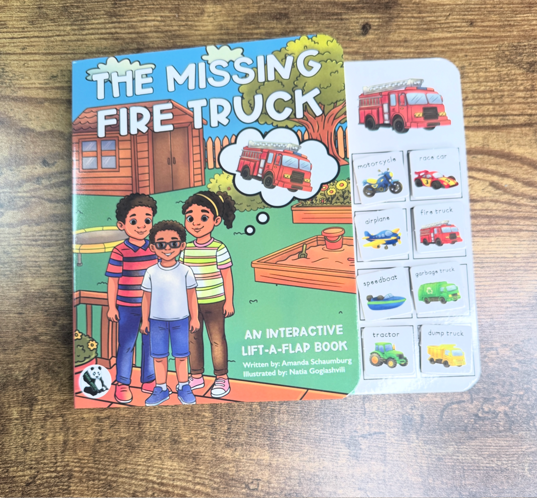 NEW The Missing Fire Truck ~  Lift-a-Flap Board Book + downloadable extras