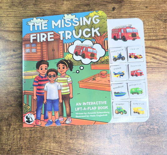 NEW The Missing Fire Truck ~  Lift-a-Flap Board Book + downloadable extras