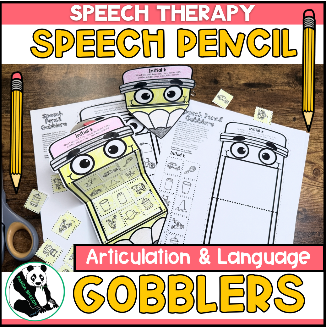 Pencil Gobblers for Speech Therapy ~ Articulation and Language No Prep One Page Craft