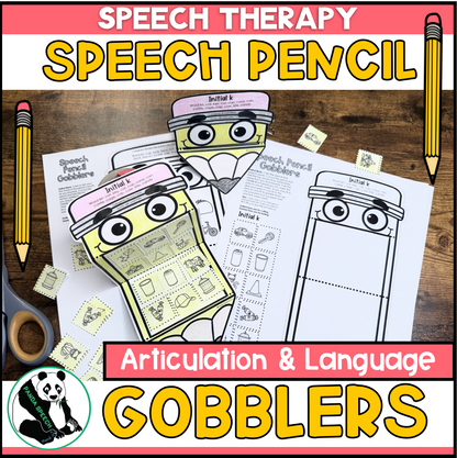 Pencil Gobblers for Speech Therapy ~ Articulation and Language No Prep One Page Craft