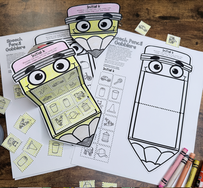 Pencil Gobblers for Speech Therapy ~ Articulation and Language No Prep One Page Craft