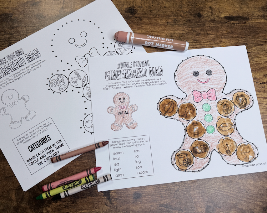 Double Dotting Speech Gingerbread Man ~ A Speech Therapy Art Activity