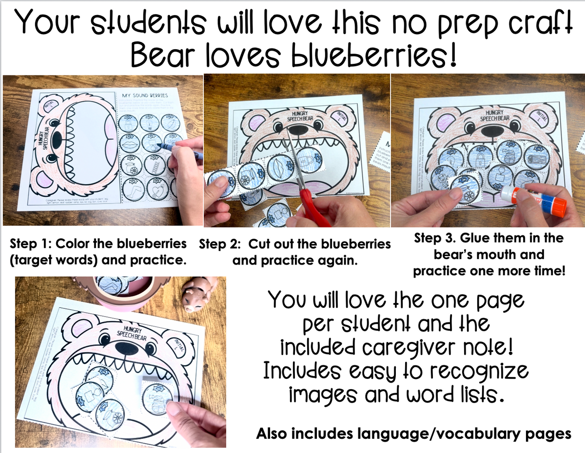 Hungry Bear Speech ~ One Page Speech and Language Craft