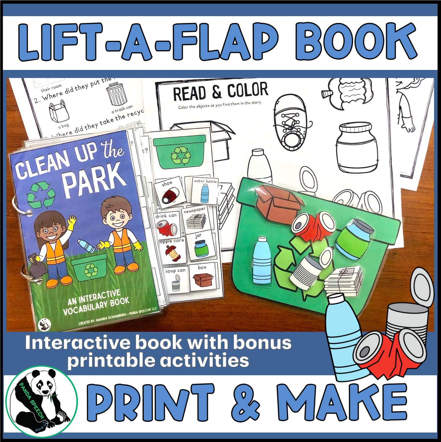 Clean up the Park (Recycle Theme) Lift a Flap Book (Print & Make Book)