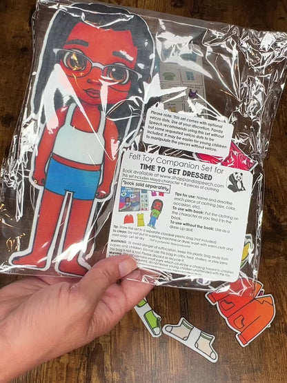 Felt Story Companion Set for Time to Get Dressed~ Felt character from book (Mya) and clothing items
