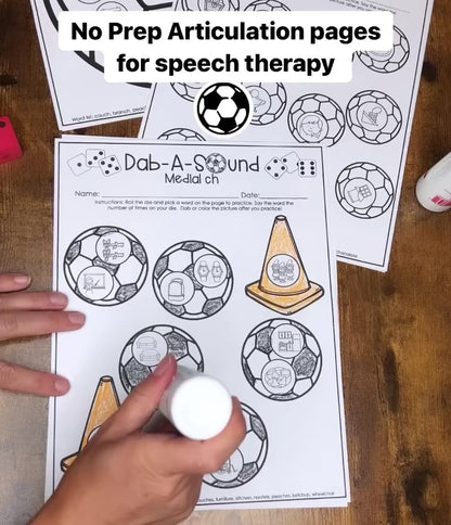 Dab a Sound Soccer Edition ~ Print & Go for Articulation Speech Therapy