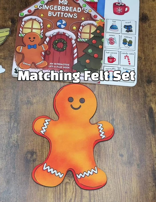 Felt Story Companion Set for Mr. Gingerbread's Buttons~ Felt Gingerbread person and accessories