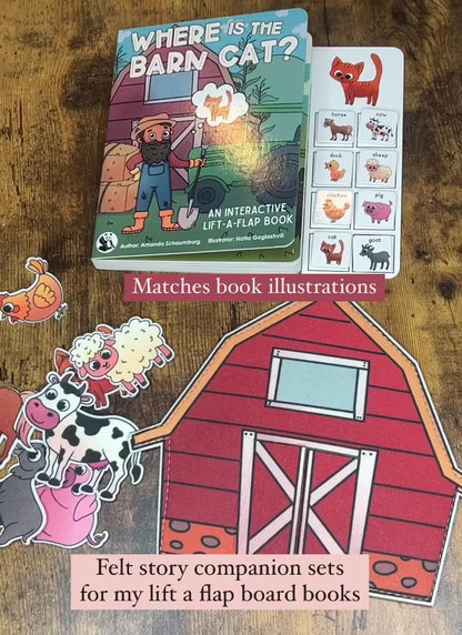 Pre-Order Felt Story Companion Set for Where is the Barn Cat?~ Felt barn and animals
