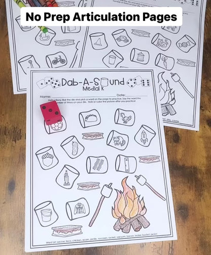 Dab a Sound S'Mores Edition ~ Print & Go for Articulation Speech Therapy