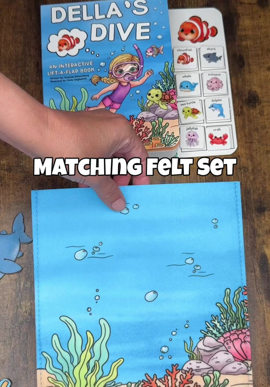 Felt Story Companion Set for Della's Dive Book~ Felt ocean scene and ocean animals