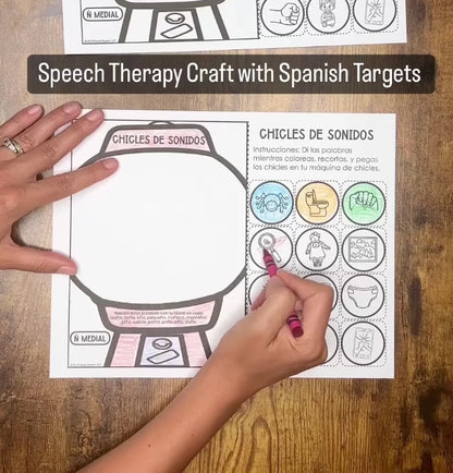 Chicles de Sonidos y Vocabulario Speech Therapy Craft with Spanish Targets