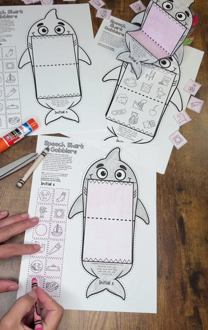 Shark Gobblers for Speech Therapy ~ Articulation and Language No Prep One Page Craft
