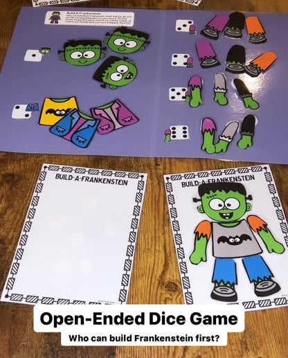 Build A Frankenstein Open Ended Dice Game + BONUS worksheets