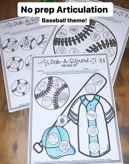 Dab a Sound Baseball Edition ~ Print & Go for Articulation Speech Therapy