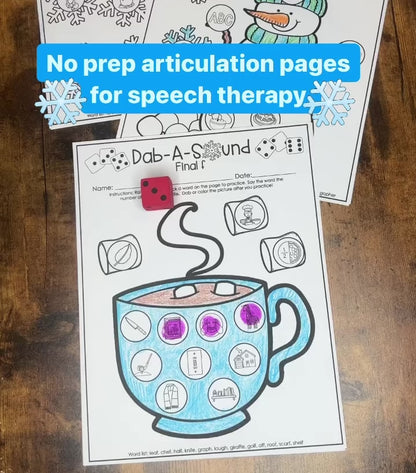 Dab a Sound Winter Edition ~ Print & Go for Articulation Speech Therapy