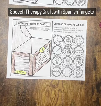 Monedos de Oros y Vocabulario Speech Therapy Craft with Spanish Targets