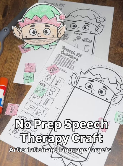 Elf Gobblers for Speech Therapy ~ Articulation and Language No Prep One Page Craft (Copy)