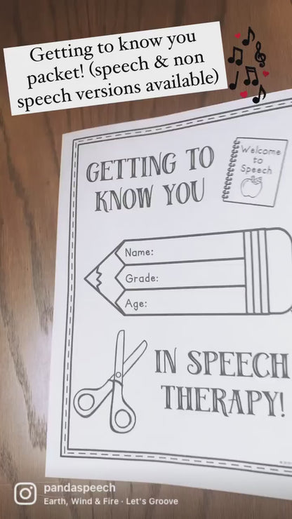 Getting to Know You in Speech Therapy ~ Print & Go