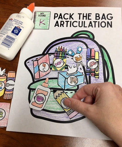 Pack the Bag Articulation~ Speech Therapy Cut & Paste Craft