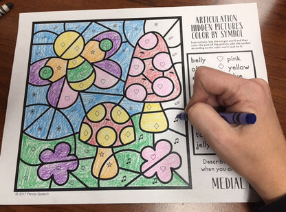 Color by Symbol Hidden Pictures SPRING!~ Print & Go Coloring Pages for Speech Therapy