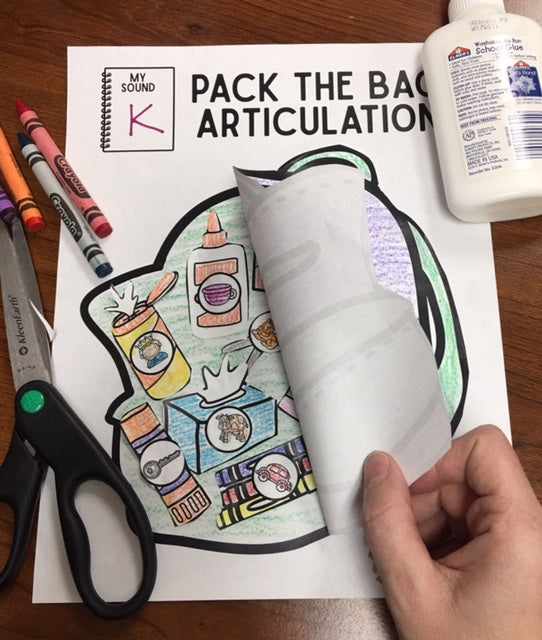 Pack the Bag Articulation~ Speech Therapy Cut & Paste Craft