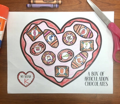 A Box of Articulation Chocolates~ Speech Therapy Cut & Paste Craft