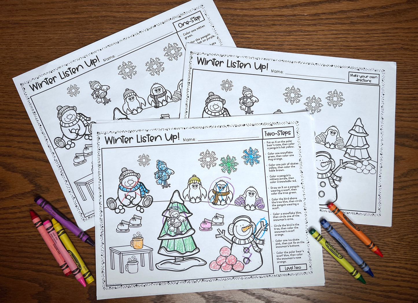 Winter Listen Up! Following Directions Freebie