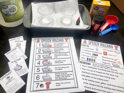 Speech Volcanos! Speech Therapy Science Experiment Visuals and Worksheets