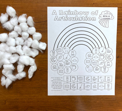 A Rainbow of Articulation and Language! Speech Therapy Cotton Ball craft