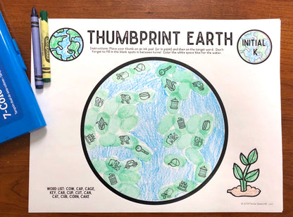 Articulation Thumbprint Earth: Speech Therapy Art Activity