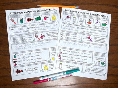 Speech Sound Vocabulary Challenge~ Print & Go for Mixed Groups