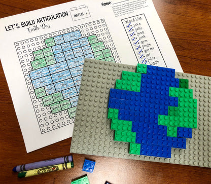 Let's Build Articulation (Word lists)! Earth Day Building Bricks Toy Companion