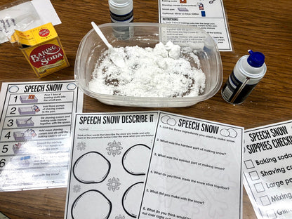 Speech Snow! Speech Therapy Science Experiment Visuals and Worksheets
