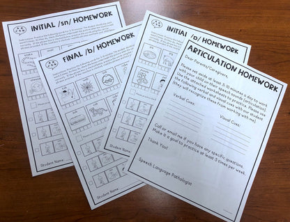 Articulation Homework Early Sounds: Words & Phrases + BOOM Cards
