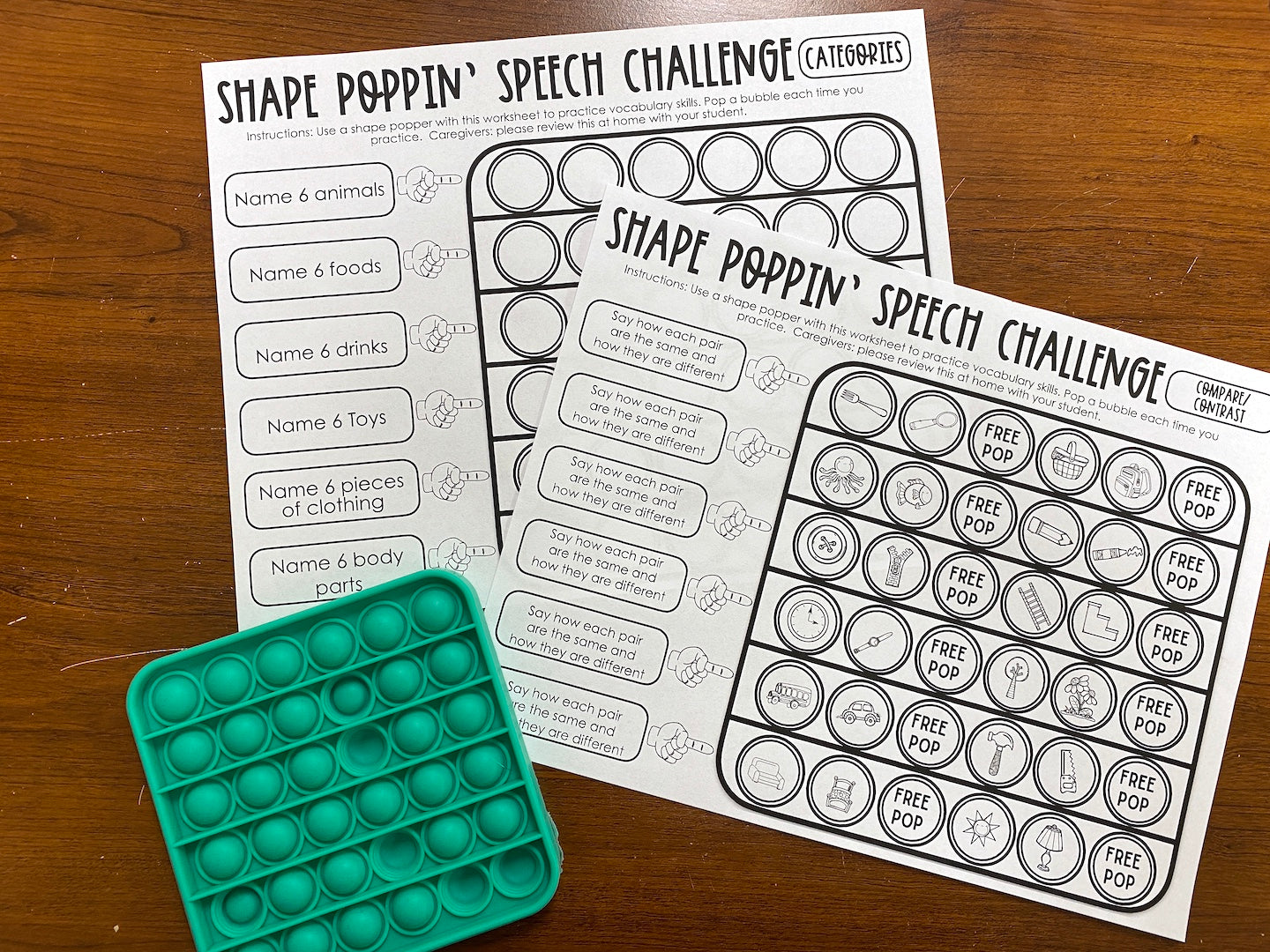 Shape Poppin' Speech Challenge: Articulation Toy Companion (with bonus language pages)