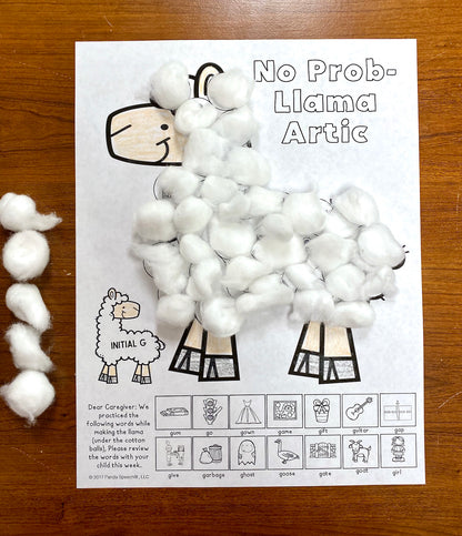 No Prob-Llama Articulation and Language! Speech Therapy Cotton Ball craft