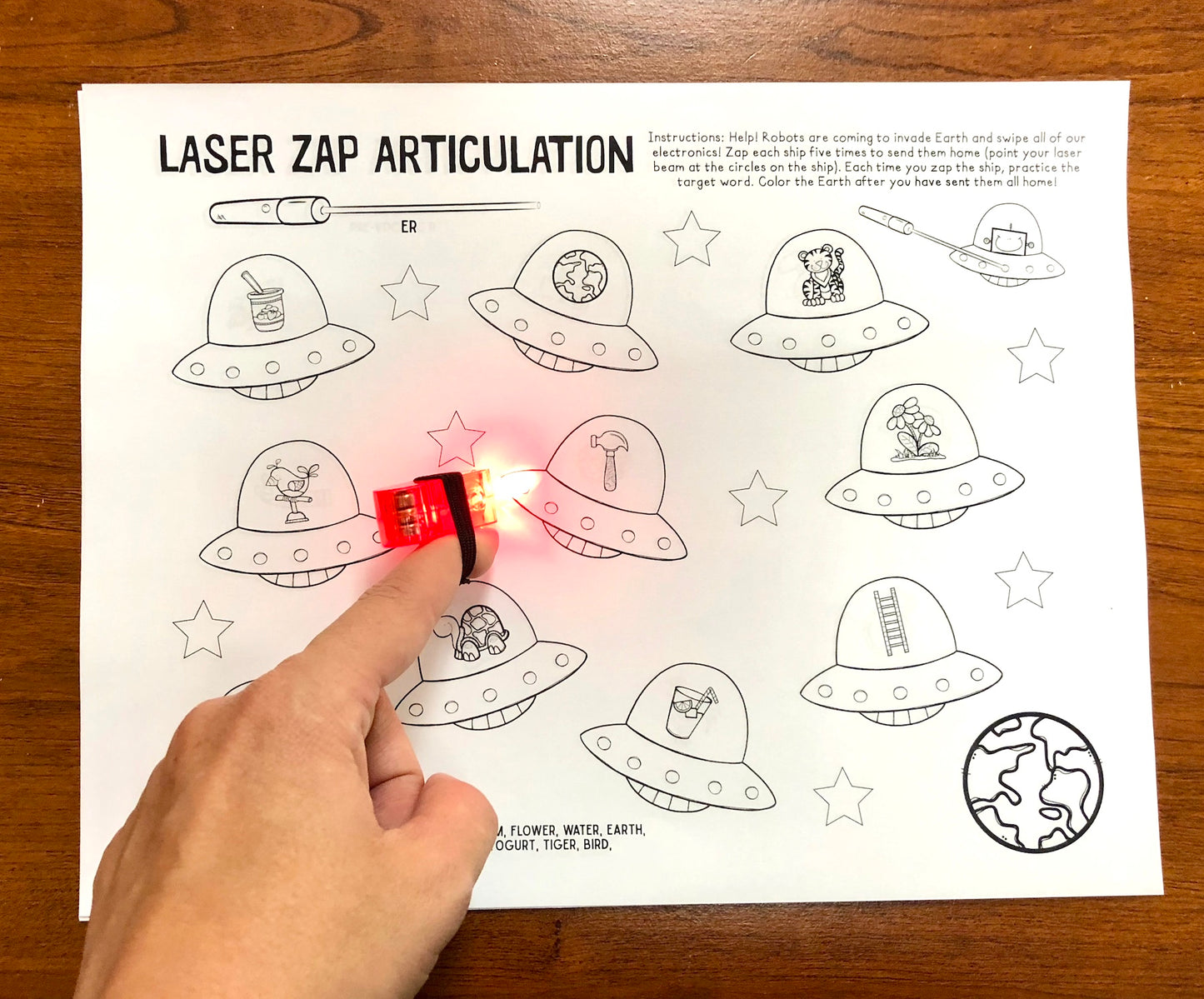 Laser Zap Speech ~ Print & Go for Artic and Language (laser pointers!)