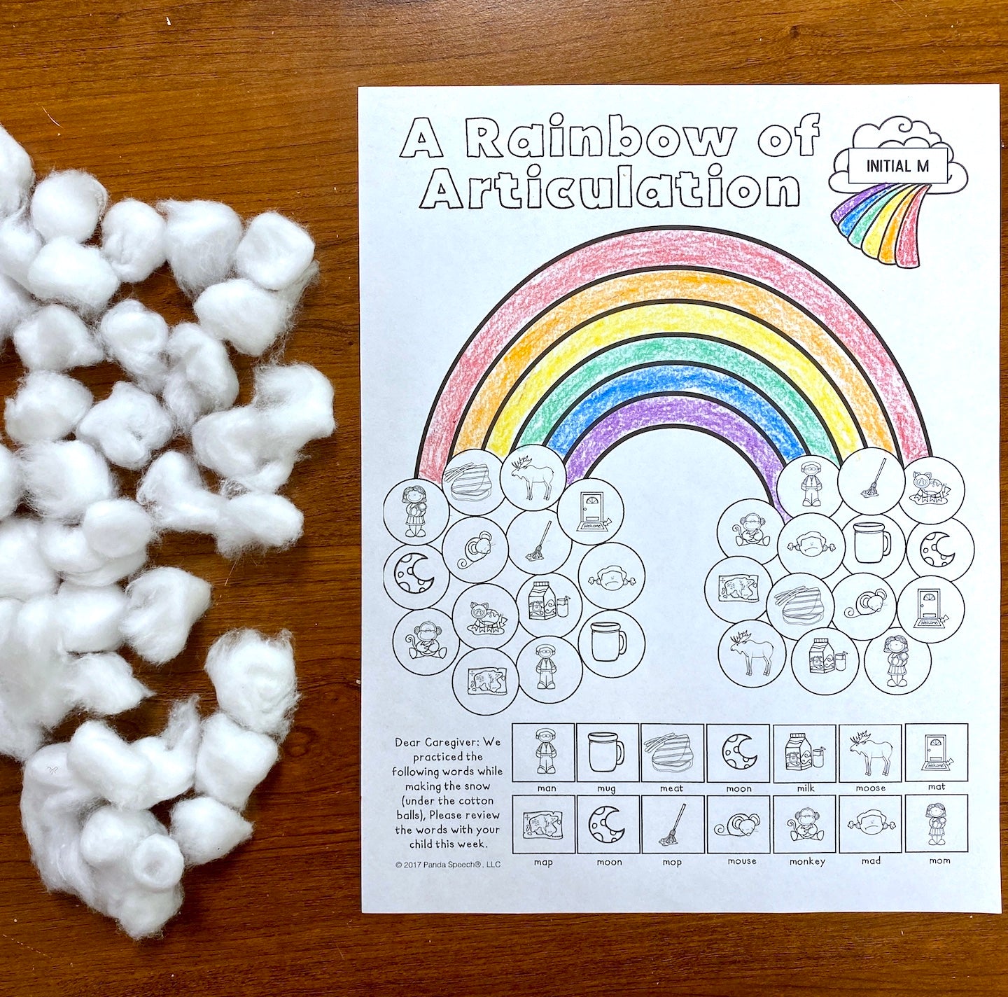 A Rainbow of Articulation and Language! Speech Therapy Cotton Ball craft