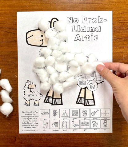 No Prob-Llama Articulation and Language! Speech Therapy Cotton Ball craft