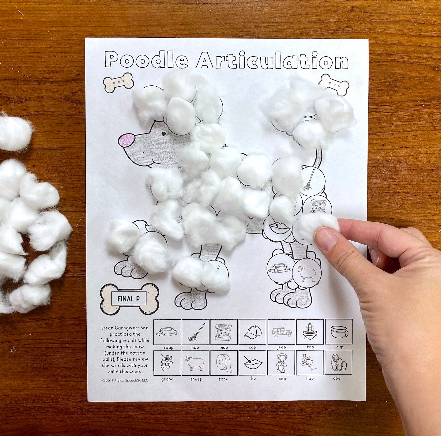 Poodle Articulation and Language! Speech Therapy Cotton Ball craft