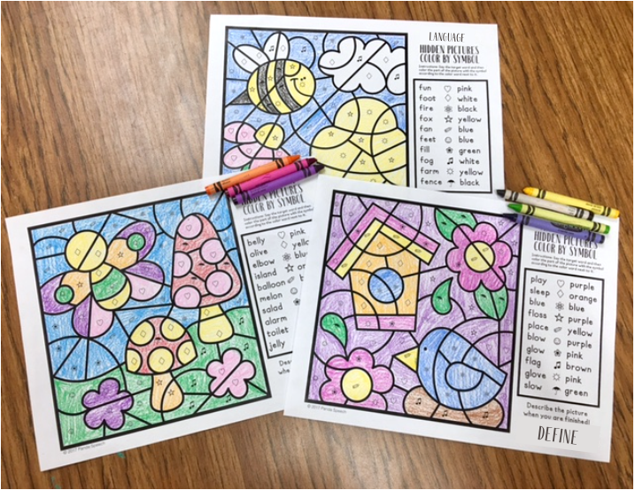 Color by Symbol Hidden Pictures ~ Print & Go Coloring Pages for Speech Therapy