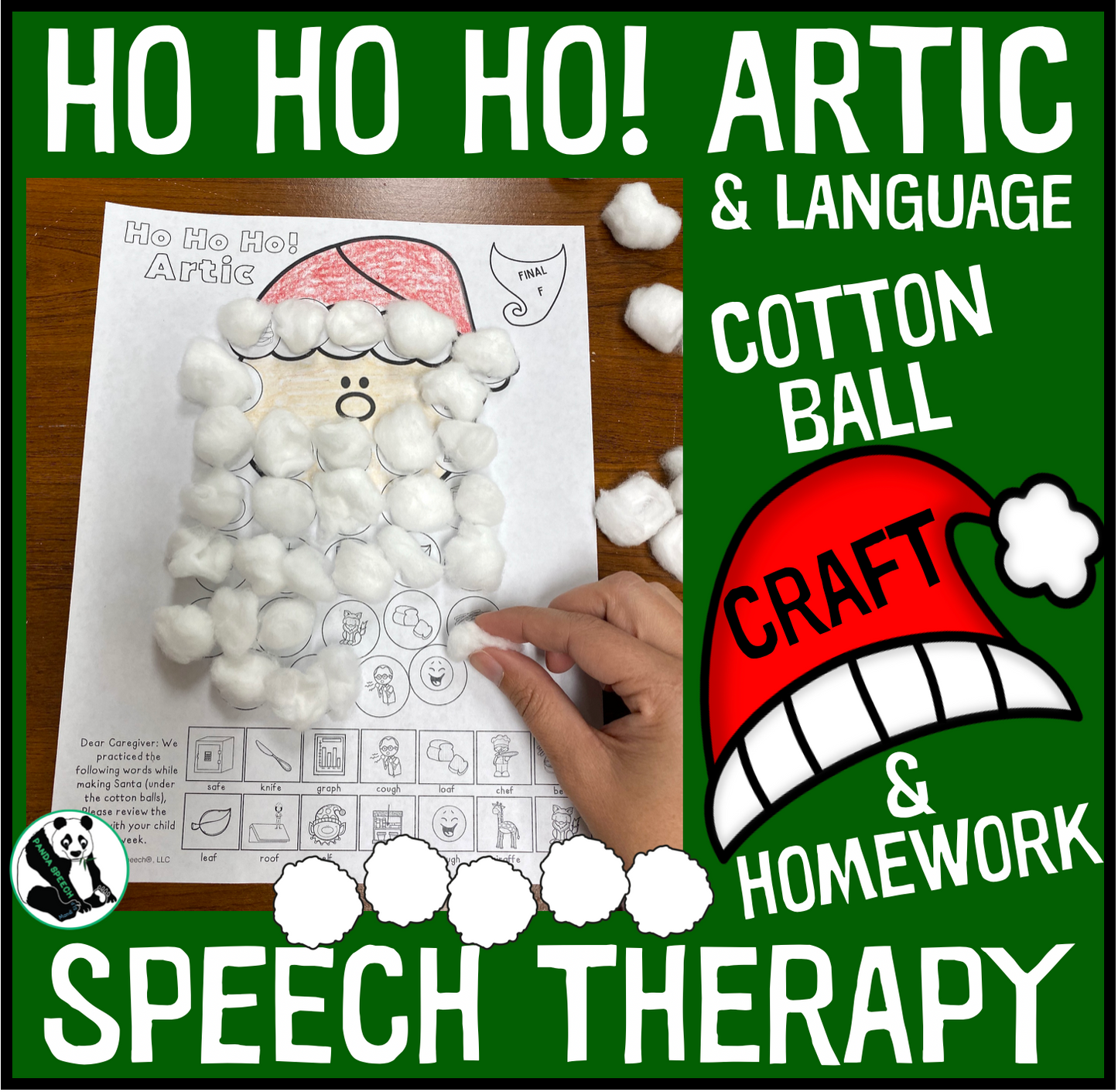 Ho Ho Ho! Articulation and Language! Speech Therapy Cotton Ball craft