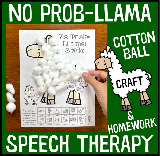 No Prob-Llama Articulation and Language! Speech Therapy Cotton Ball craft