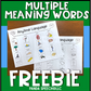 Multiple Meaning Words  ~ Print & Go FREEBIE
