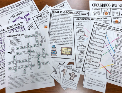 Groundhog day Vocabulary No-Print Unit ~ Print & Go