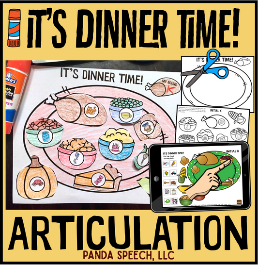 It's Dinner Time Articulation~ Speech Therapy Cut & Paste Craft